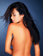 Seductive woman with long black hair