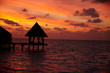 Beautiful pier cottage during the sunset