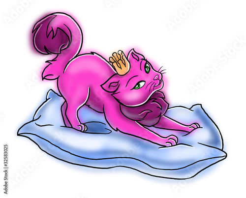 Illustration: Katze auf Kissen Katze auf Kissen