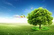 ecology concept. Tree with recycle arrows