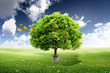 green tree growing out of a bulb