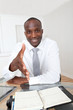 Businessman in office for an interview