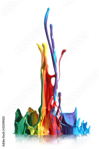 Illustration: Colorful paint splashing isolated on white Colorful paint splashing isolated on white
