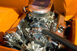 powerful vehicle engine with lots of chromed parts