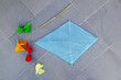 blue children kite traditional diamond shape on floor blue children kite traditional diamond shape on floor