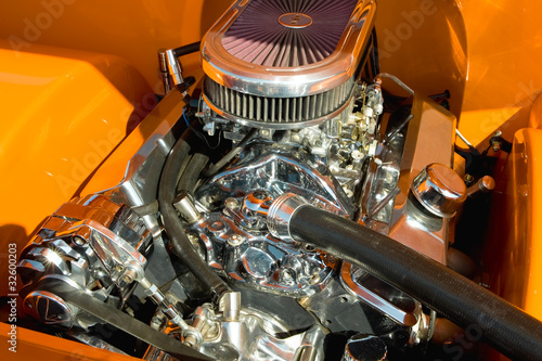 Photo: powerful vehicle engine with lots of chromed parts powerful vehicle engine with lots of chromed parts