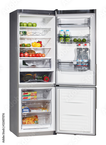 Photo: Two door INOX refrigerator isolated on white Two door INOX refrigerator isolated on white