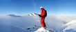 Skifahrer steht am Gipfel