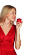 woman and red apple