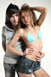 sexy couple on white background, portrait in studio