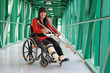 Woman with leg cast