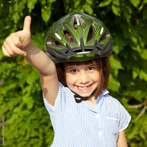 Girls Bike Helmets on Photo  Little Girl With Bicycle Helmet Showing Thumb Up    Uwe Annas