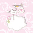 Baby arrival card with copy space
