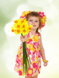 Cute little girl giving yeloow flowers Cute little girl giving yeloow flowers