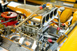 powerful race vehicle engine and blower closeup powerful race vehicle engine and blower closeup