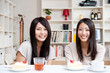 beautiful asian women relaxing in the room