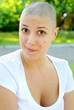 Funny hairless girl, outdoors portrait