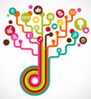Social network tree with media icons Social network tree with media icons