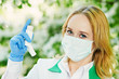 doctor with spray inhaler