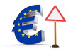 Euro with Triangular Warning Sign - European Union Flag Texture