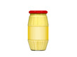 Glass jar of mustard