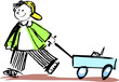 My daughter with a trolley