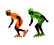 Roller skater silhouettes at the race