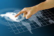 Finger push the America map with stock exchange's graph