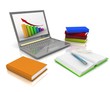 Laptop, books and other instruments for office work