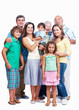 Caucasian family portrait on white background, 3 generation