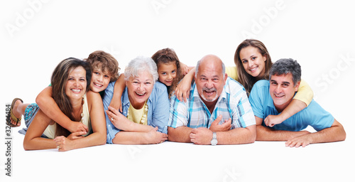 Photo: Family portrait on white background Family portrait on white background