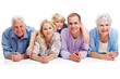 Happy family together lying on the floor