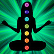 Woman silhouette with chakras on here body. EPS8