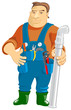 Plumber, standing with a pipe in his hand