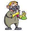 Cartoon Scientist experimenting with chemicals Cartoon Scientist experimenting with chemicals