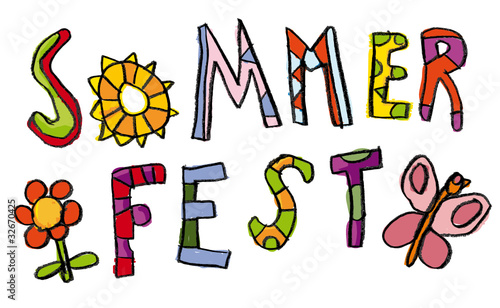 Vektor: Kinder Schrift Sommerfest Kinder Schrift Sommerfest
