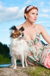 girl and papillion dog