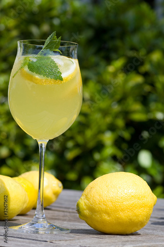 Foto: Cocktail with lemons in the garden Cocktail with lemons in the garden
