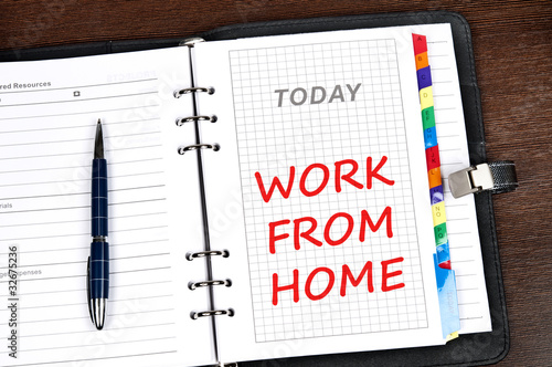 Photo: Work from home message Work from home message