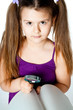 little girl with a magnifying glass