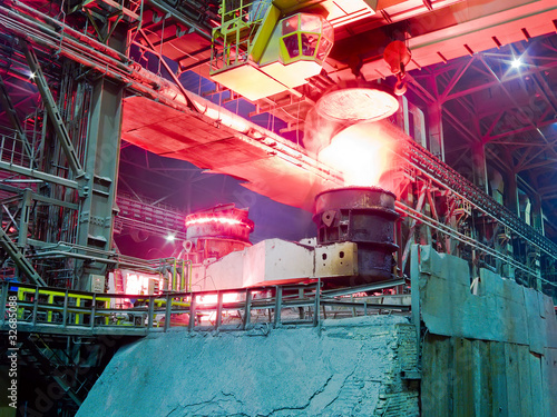 Photo: Metallurgical plant, industrial production process Metallurgical plant, industrial production process