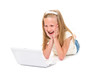 ����: Happy little girl with laptop � draw05 #32685629