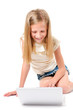 ����: Little girl with laptop on white background � draw05 #32685633