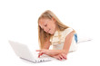 ����: Little girl with laptop on white background � draw05 #32685695