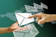 Finger choose pushing the email from postman's hand, Concept