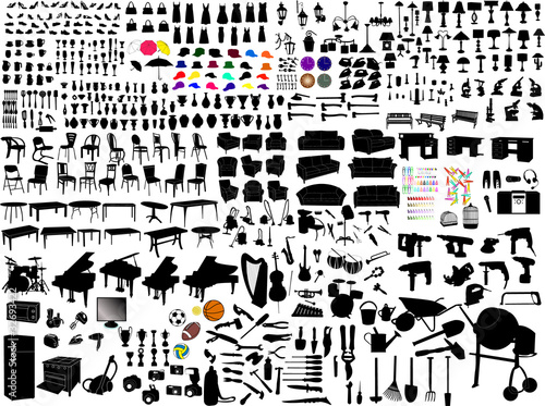 Vector: collection of household items - vector collection of household items - vector
