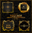 Vector vintage. Gold frames calligraphic