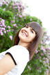 young woman in the lilac park young woman in the lilac park