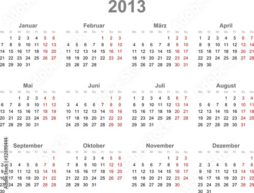 Vector: Kalender 2013, deutsch, Vektor Kalender 2013, deutsch, Vektor