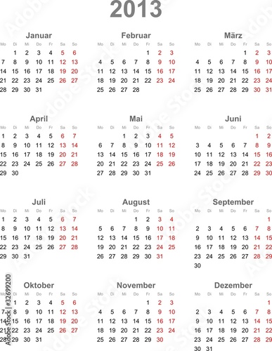 Vector: Kalender 2013, deutsch, Vektor Kalender 2013, deutsch, Vektor